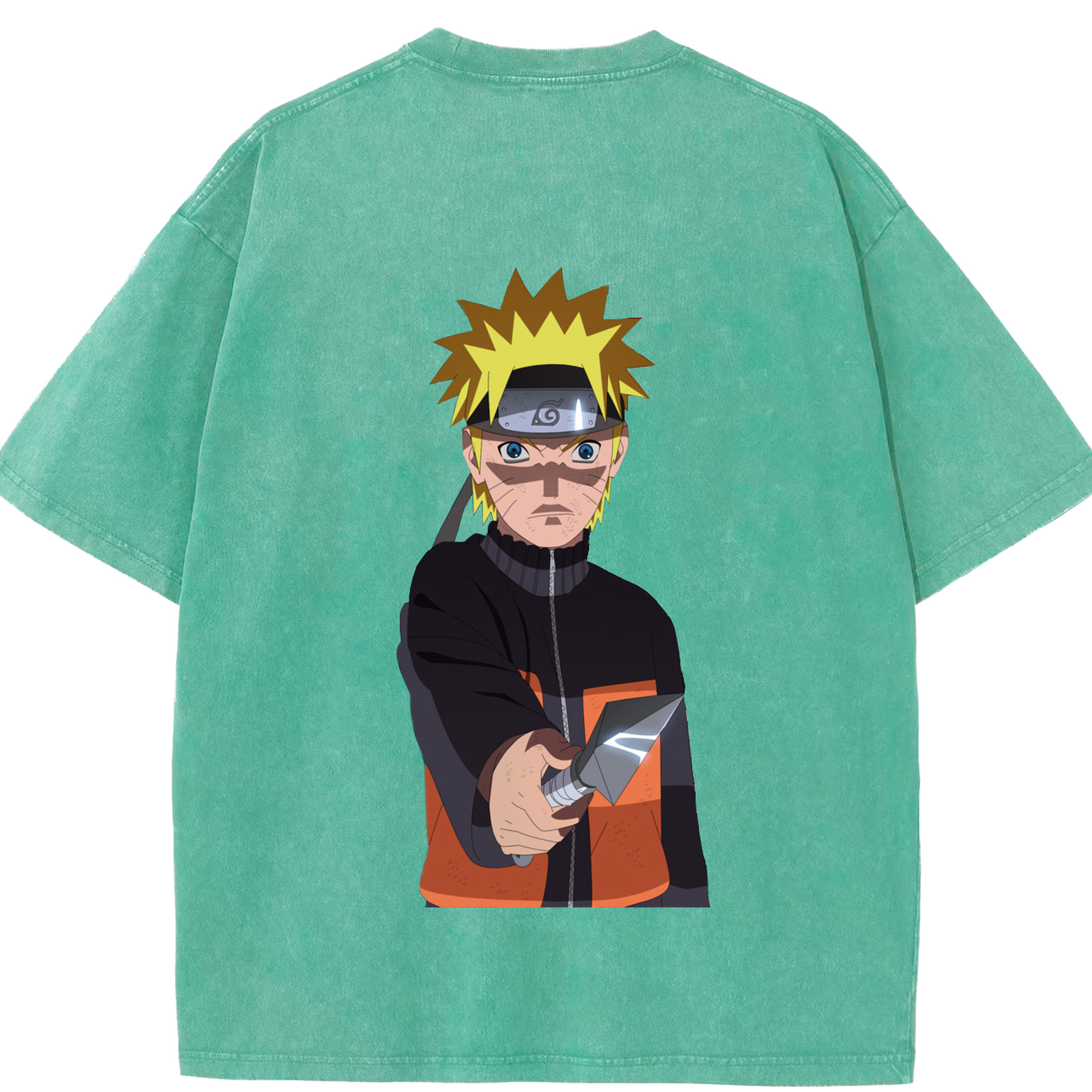 （画像用） NARUTO -ナルト- うずまき ナルト Uzumaki Naruto 綿100% ヴィンテージ風 半袖Tシャツ（背面プリント）